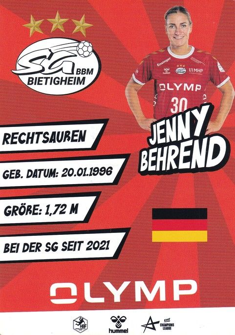 Autogramm Handball (D) | SG BBM Bietigheim | 2022 | Jenny BEHREND