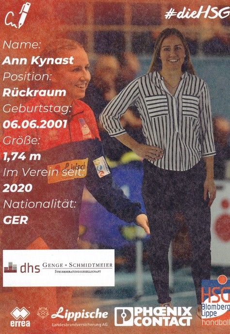Autogramm Handball (D) | HSG Blomberg-Lippe | 2022 | Ann KYNAST