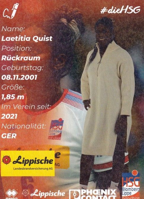 Autogramm Handball (D) | HSG Blomberg-Lippe | 2022 | Laetitia QUIST
