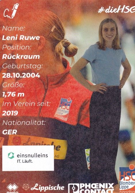 Autogramm Handball (D) | HSG Blomberg-Lippe | 2022 | Leni RUWE