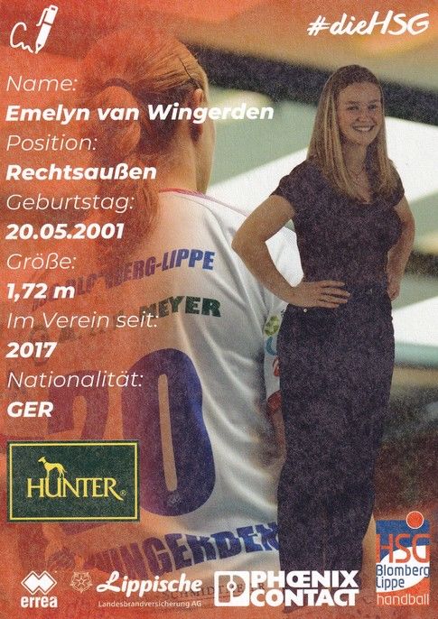 Autogramm Handball (D) | HSG Blomberg-Lippe | 2022 | Emelyn VAN WINGERDEN