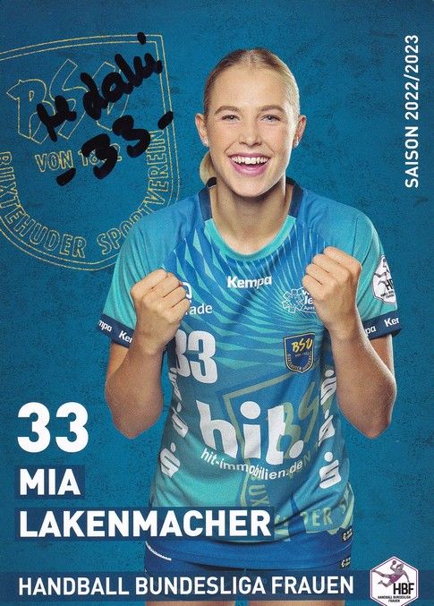 Autogramm Handball (D) | BSV Buxtehude | 2022 | Mia LAKENMACHER 