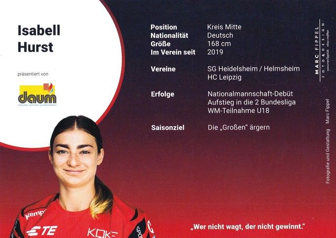 Autogramm Handball (D) | HSG Bensheim/Auerbach | 2022 | Isabell HURST