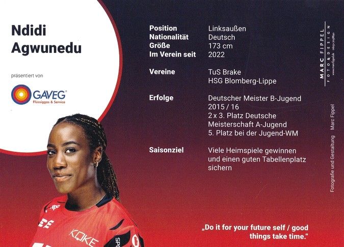 Autogramm Handball (D) | HSG Bensheim/Auerbach | 2022 | Ndidi AGWUNEDU