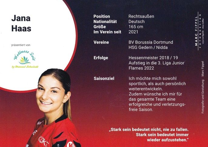 Autogramm Handball (D) | HSG Bensheim/Auerbach | 2022 | Jana HAAS