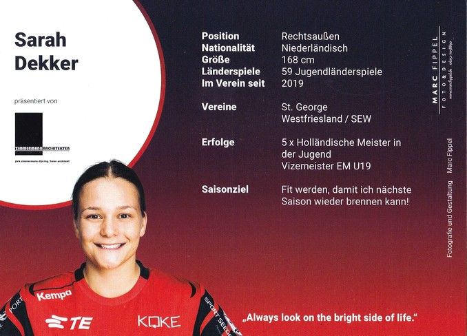 Autogramm Handball (D) | HSG Bensheim/Auerbach | 2022 | Sarah DEKKER
