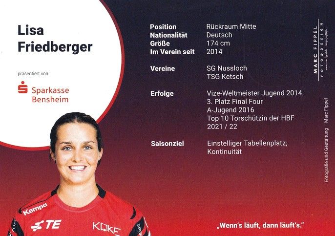 Autogramm Handball (D) | HSG Bensheim/Auerbach | 2022 | Lisa FRIEDBERGER