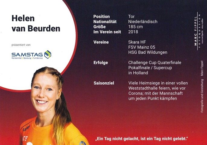 Autogramm Handball (D) | HSG Bensheim/Auerbach | 2022 | Helen VAN BEURDEN