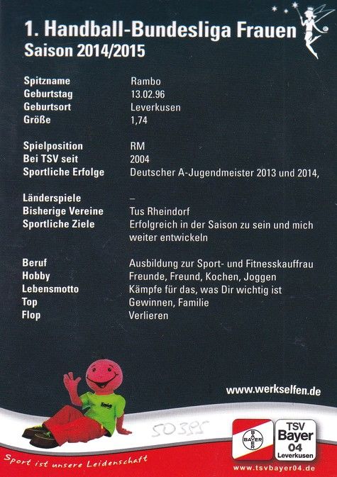 Autogramm Handball (D) | Bayer Leverkusen | 2014 | Ramona RUTHENBECK