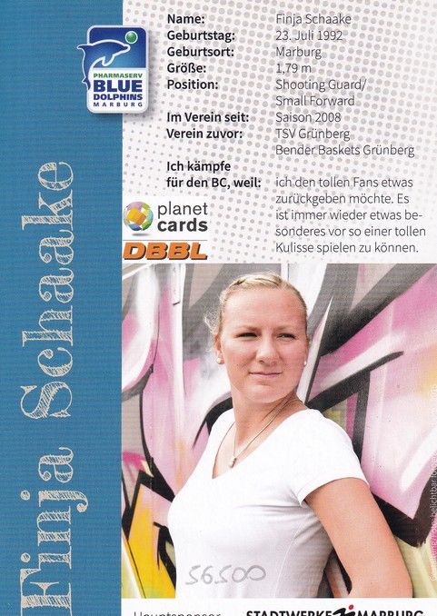 Autogramm Basketball | BC Marburg (D) | 2010er | Finja SCHAAKE