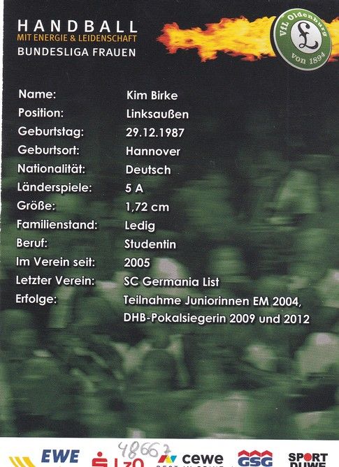 Autogramm Handball (D) | VfL Oldenburg | 2010er | Kim BIRKE