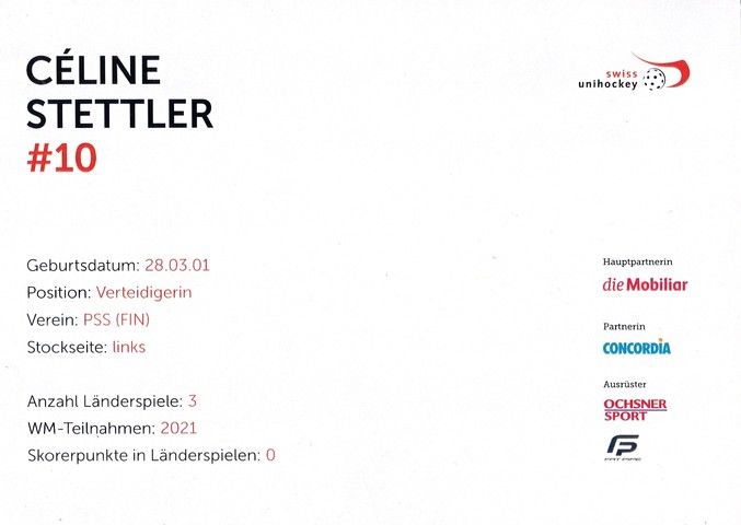 Autogramm Unihockey | Schweiz (D) | 2020er | Celine STETTLER