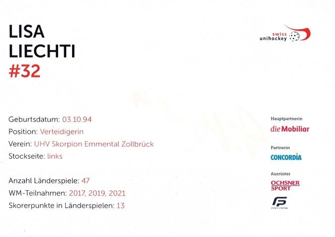Autogramm Unihockey | Schweiz (D) | 2020er | Lisa LIECHTI
