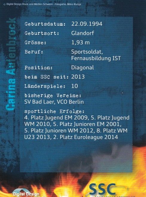 Autogramm Volleyball (D) | Schweriner SC | 2010er | Carina AULENBROCK