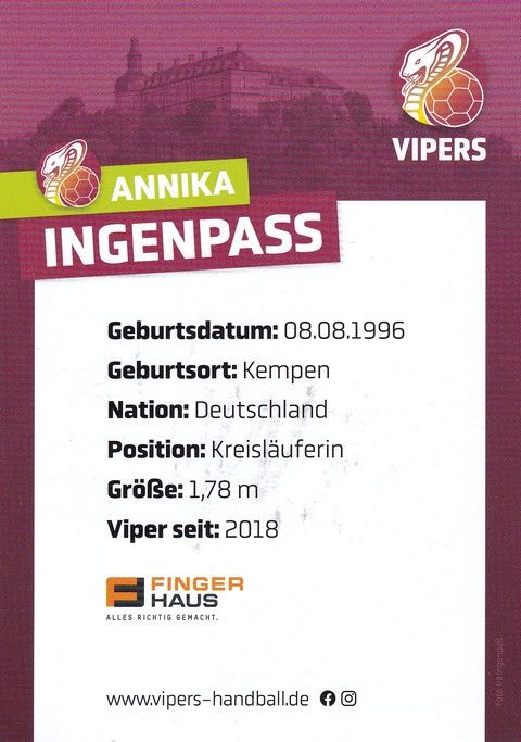 Autogramm Handball (D) | HSG Bad Wildungen | 2022 | Annika INGENPASS