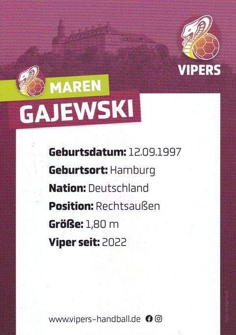 Autogramm Handball (D) | HSG Bad Wildungen | 2022 | Maren GAJEWSKI