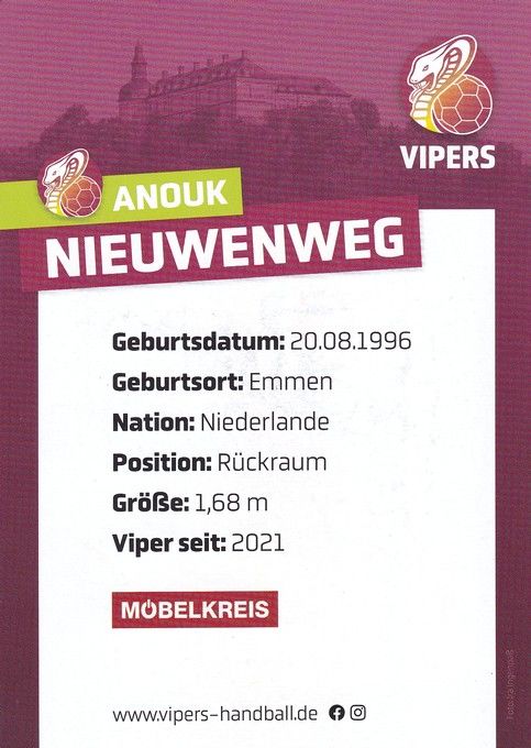 Autogramm Handball (D) | HSG Bad Wildungen | 2022 | Anouk NIEUWENWEG