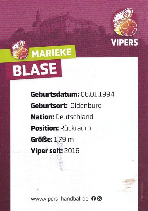 Autogramm Handball (D) | HSG Bad Wildungen | 2022 | Marieke BLASE