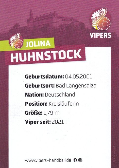 Autogramm Handball (D) | HSG Bad Wildungen | 2022 | Jolina HUHNSTOCK