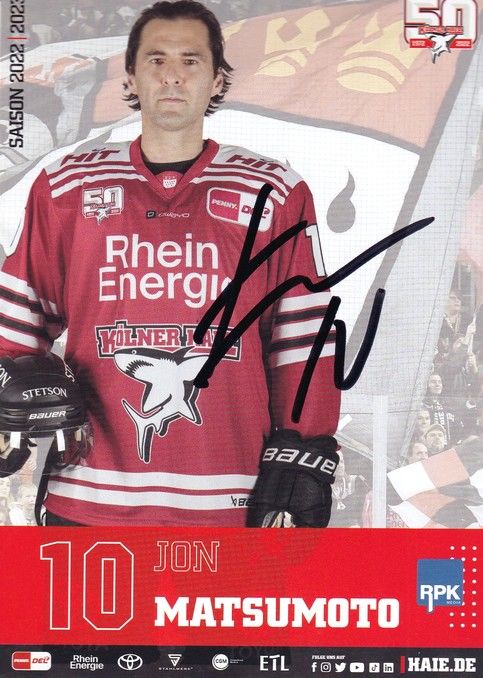Autogramm Eishockey | Kölner Haie | 2022 | Jon MATSUMOTO