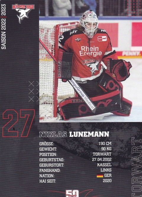 Autogramm Eishockey | Kölner Haie | 2022 | Niklas LUNEMANN