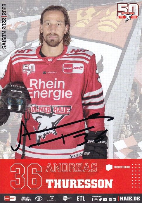 Autogramm Eishockey | Kölner Haie | 2022 | Andreas THURESSON