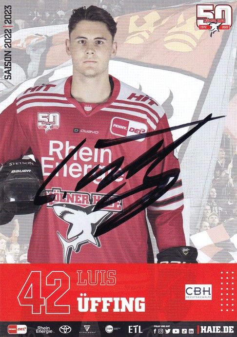 Autogramm Eishockey | Kölner Haie | 2022 | Luis ÜFFING