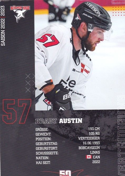 Autogramm Eishockey | Kölner Haie | 2022 | Brady AUSTIN