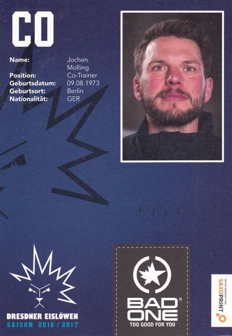 Autogramm Eishockey | Dresdner Eislöwen | 2016 | Jochen MOLLING