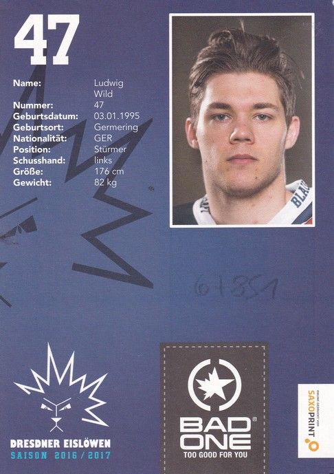 Autogramm Eishockey | Dresdner Eislöwen | 2016 | Ludwig WILD
