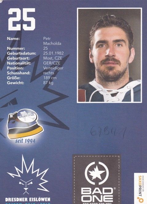 Autogramm Eishockey | Dresdner Eislöwen | 2016 | Petr MACHOLDA