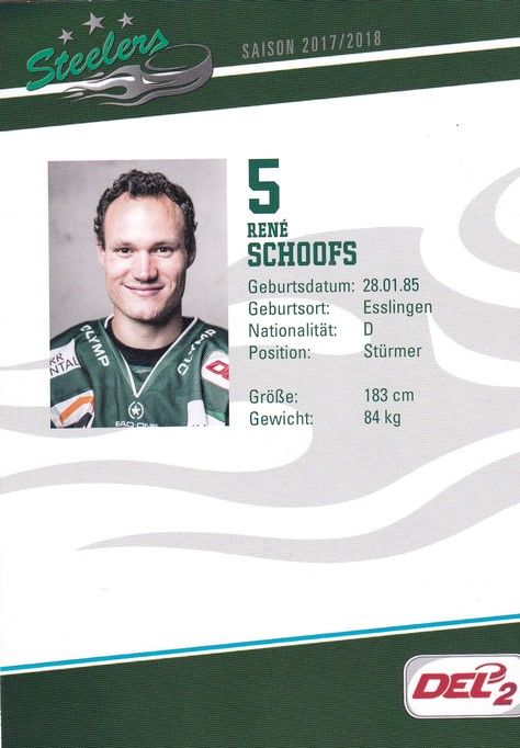 Autogramm Eishockey | SC Bietigheim Steelers | 2017 | Rene SCHOOFS