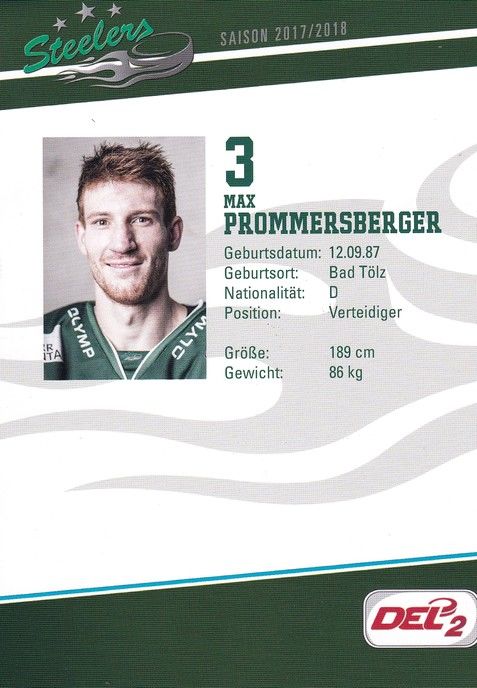 Autogramm Eishockey | SC Bietigheim Steelers | 2017 | Max PROMMERSBERGER