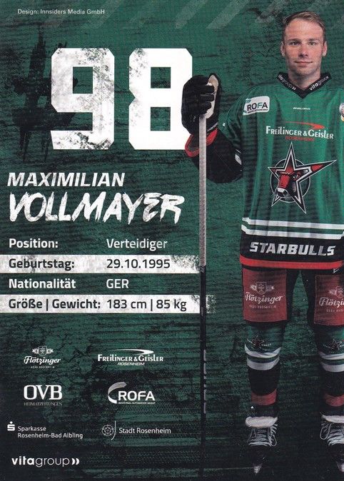 Autogramm Eishockey | Starbulls Rosenheim | 2021 | Maximilian VOLLMAYER