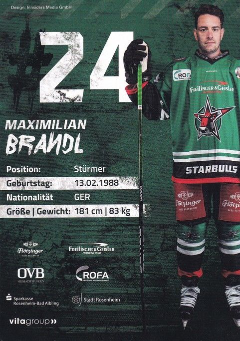 Autogramm Eishockey | Starbulls Rosenheim | 2021 | Maximilian BRANDL