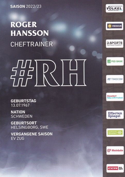 Autogramm Eishockey | Düsseldorfer EG | 2022 | Roger HANSSON