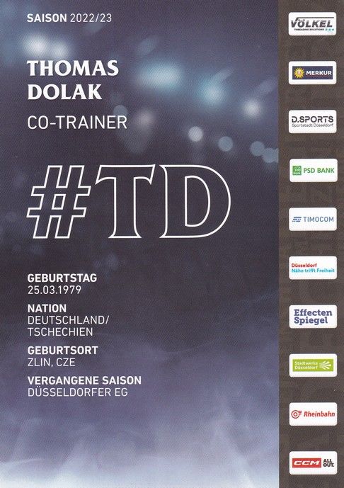Autogramm Eishockey | Düsseldorfer EG | 2022 | Thomas DOLAK