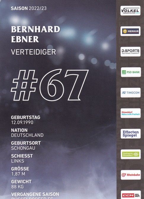 Autogramm Eishockey | Düsseldorfer EG | 2022 | Bernhard EBNER