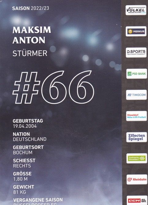 Autogramm Eishockey | Düsseldorfer EG | 2022 | Maksim ANTON