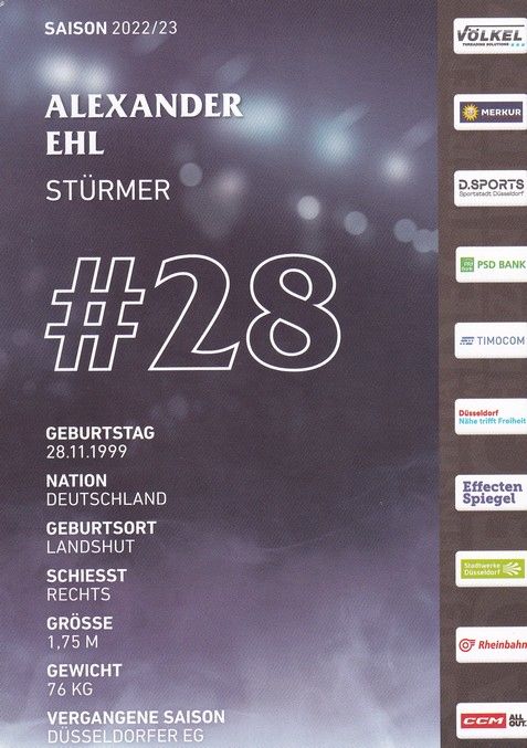Autogramm Eishockey | Düsseldorfer EG | 2022 | Alexander EHL