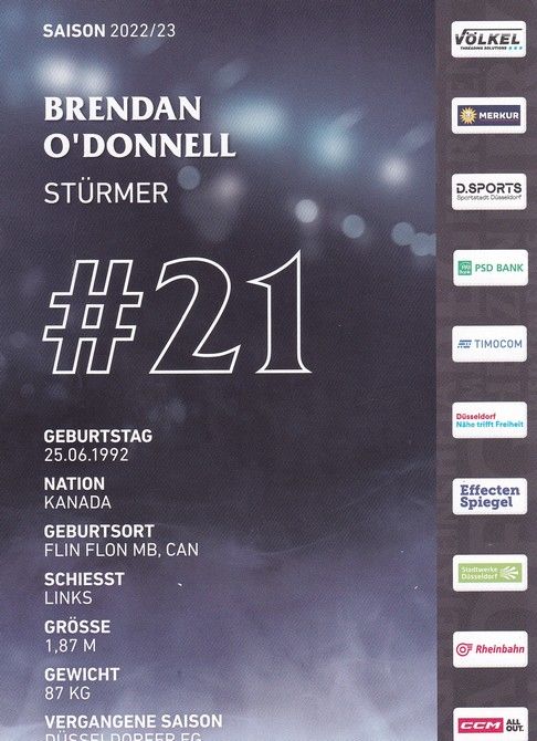 Autogramm Eishockey | Düsseldorfer EG | 2022 | Brendan O´DONNELL