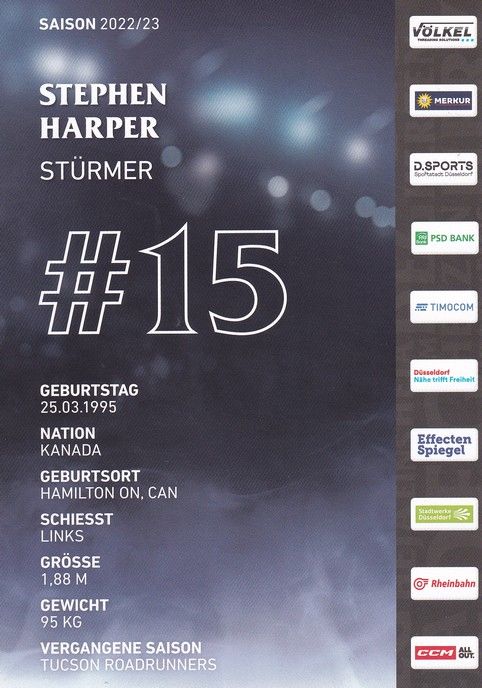 Autogramm Eishockey | Düsseldorfer EG | 2022 | Stephen HARPER