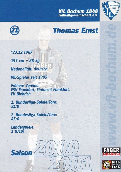 Autogramm Fussball | VfL Bochum | 2000 | Thomas ERNST