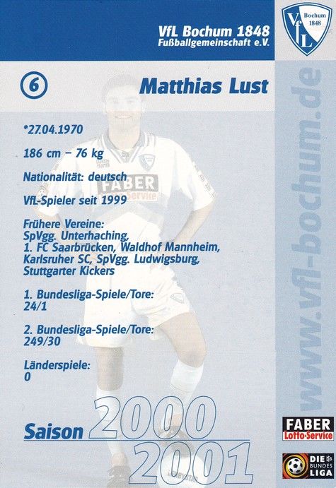 Autogramm Fussball | VfL Bochum | 2000 | Matthias LUST