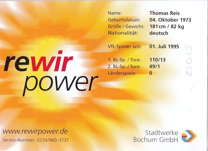Autogramm Fussball | VfL Bochum | 2001 | Thomas REIS
