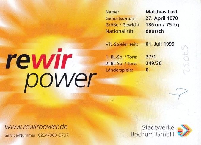 Autogramm Fussball | VfL Bochum | 2001 | Matthias LUST 