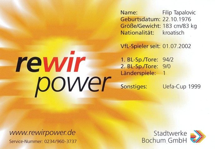 Autogramm Fussball | VfL Bochum | 2002 DWS | Filip TAPALOVIC