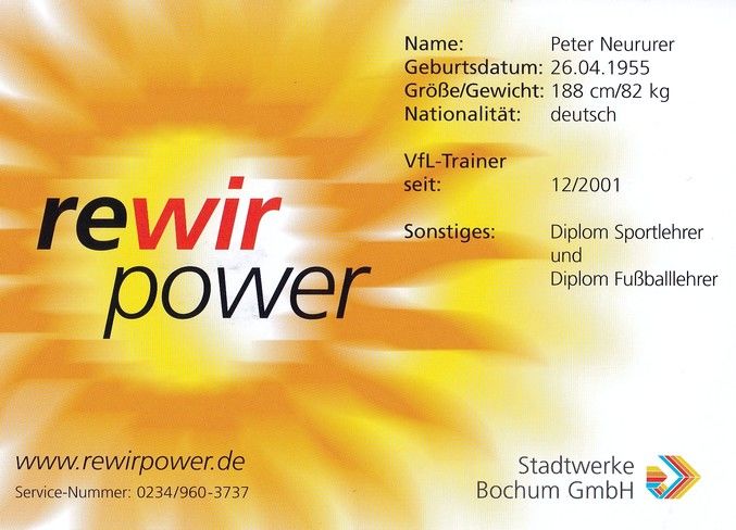 Autogramm Fussball | VfL Bochum | 2002 DWS | Peter NEURURER