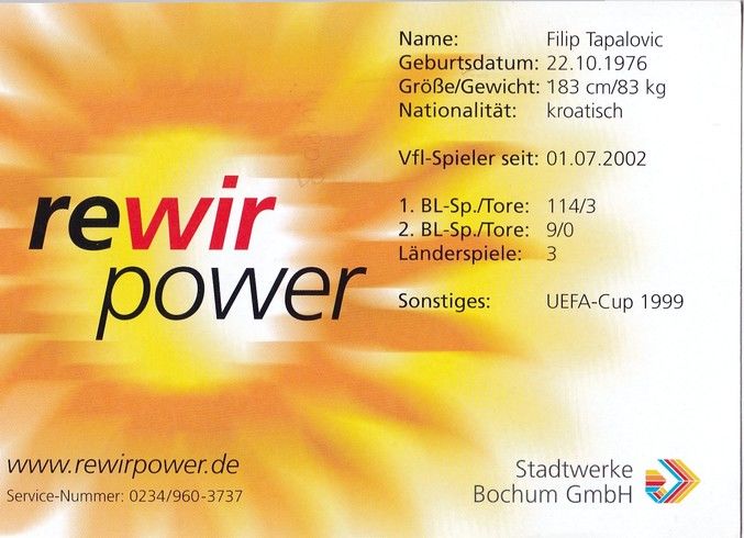 Autogramm Fussball | VfL Bochum | 2003 | Filip TAPALOVIC (ohne Saison)