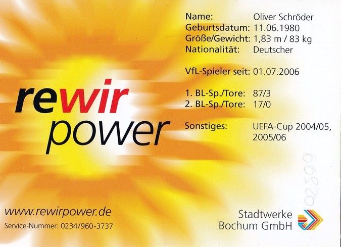 Autogramm Fussball | VfL Bochum | 2007 | Oliver SCHRÖDER
